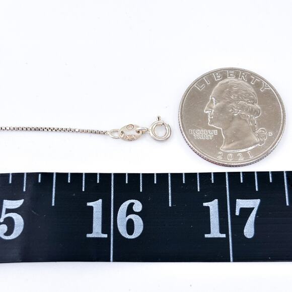 Vintage SU Sterling Silver 925 Italy Box Chain Necklace 16.5” - Picture 2 of 3